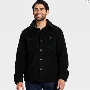 Men's Vintage High Pile Full Button Jacket - Goodfellow & Co - Black - S